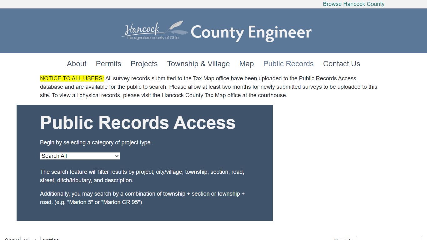 Public Records - Hancock County, Ohio