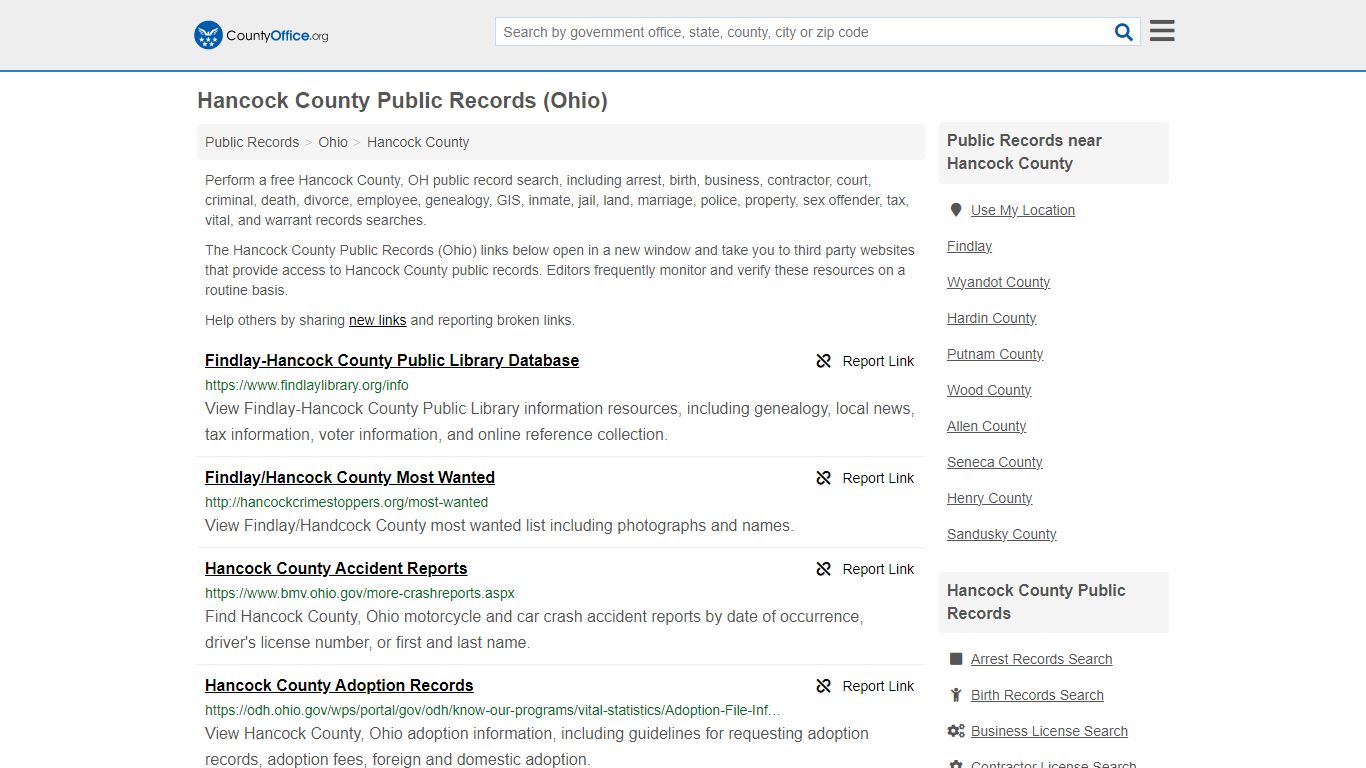 Public Records - Hancock County, OH (Business, Criminal, GIS, Property ...