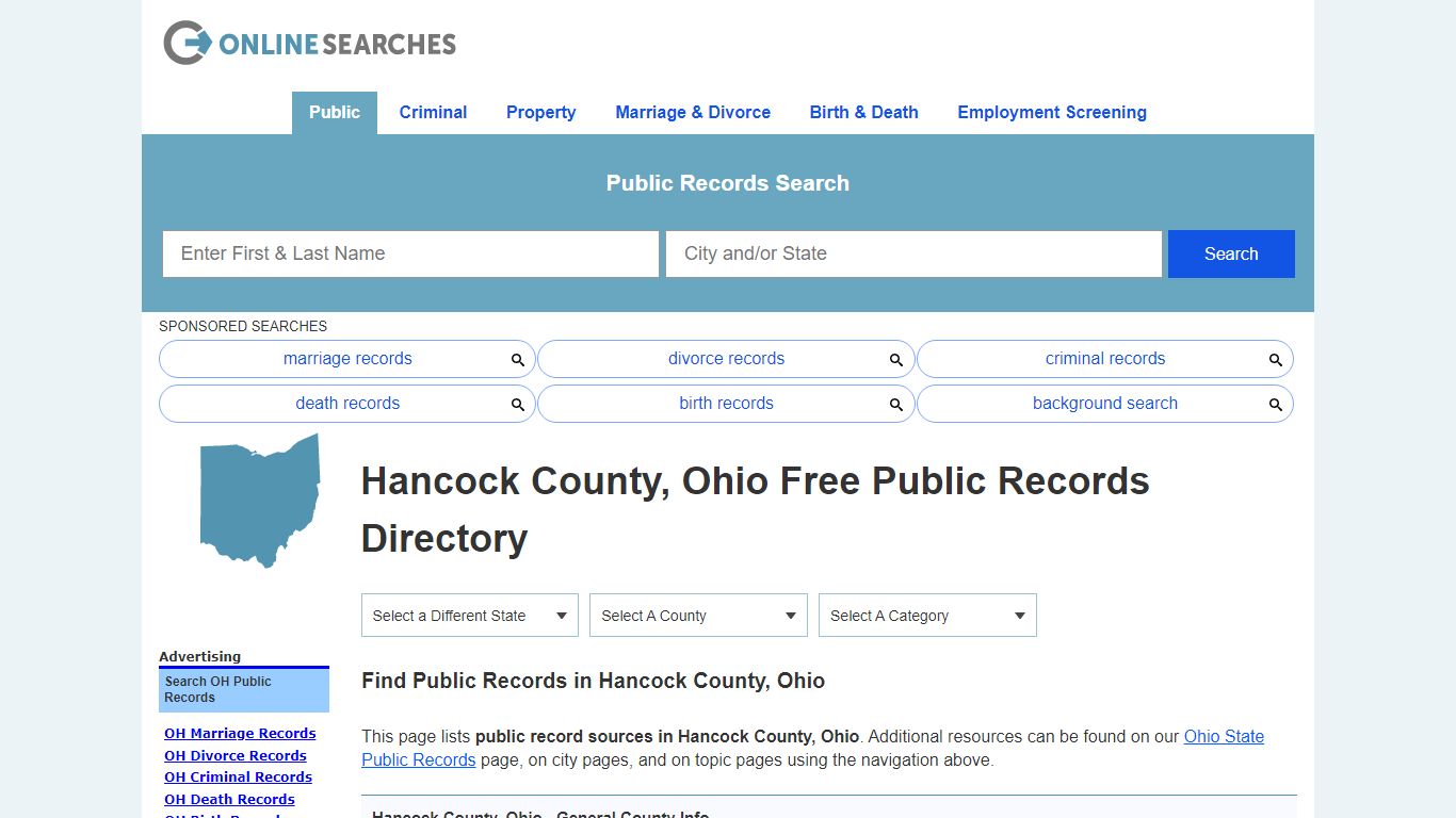 Hancock County, Ohio Public Records Directory - OnlineSearches.com